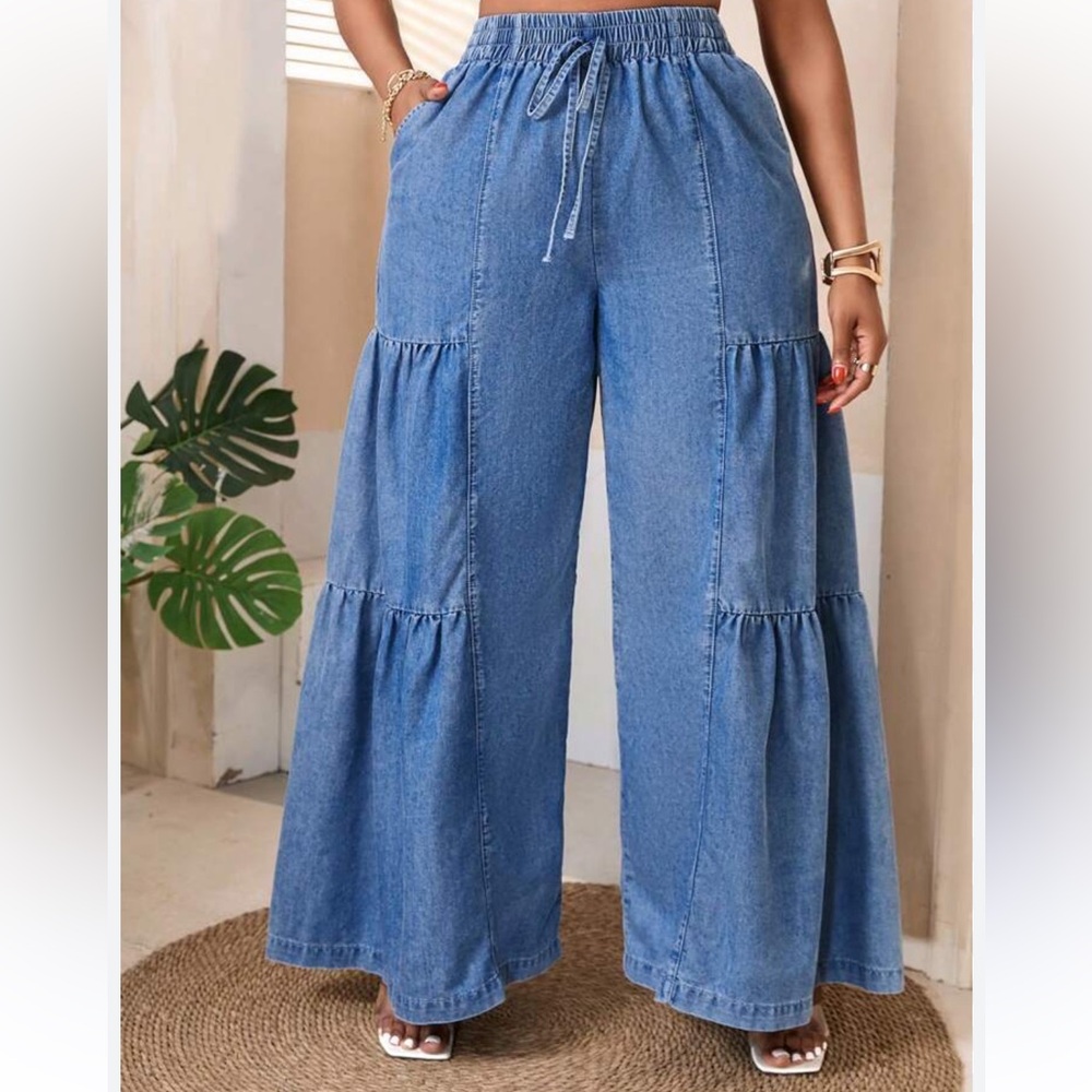 Women's Blue Wide-Leg Jeans 0X